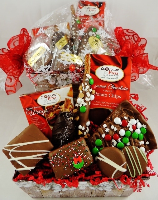 Snowflake Holiday Gift Basket gourmet chocolate made in USA