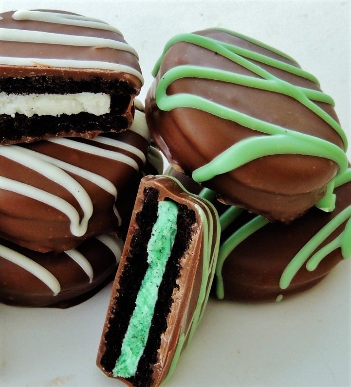 Chocolate Dipped Cookies Mint, Vanilla, Peanut Butter