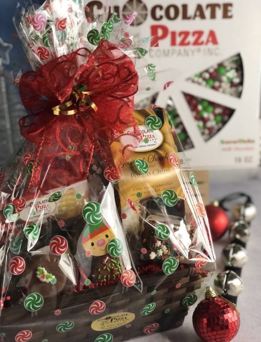 let it snow gift basket and chocolate pizza