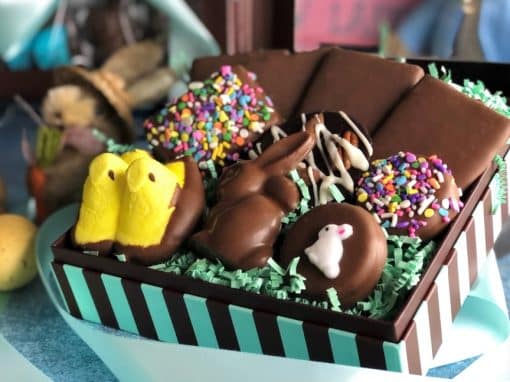 Happy Easter gift box in teal and brown