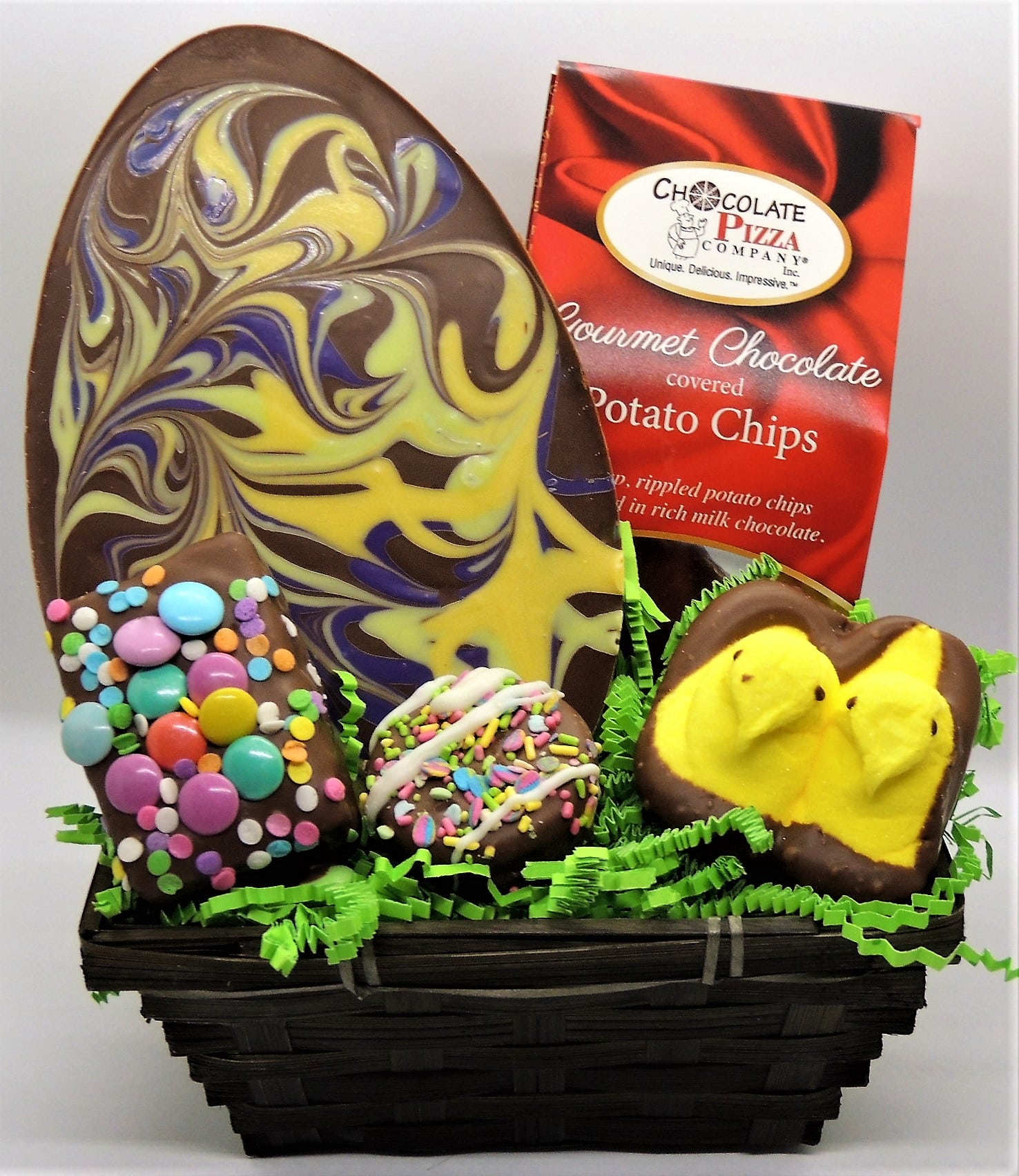 easter baskets with pastel