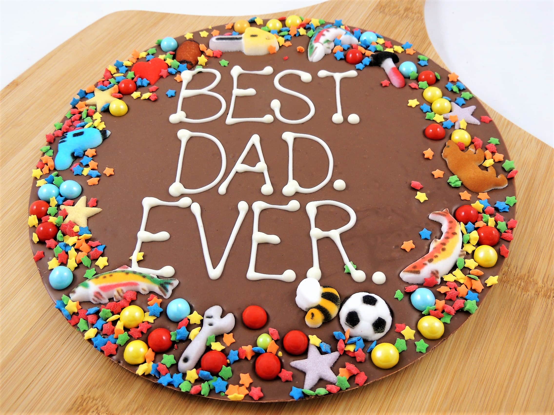 Gifts for Dad | Best Dad Ever Chocolate Pizza with colorful candies