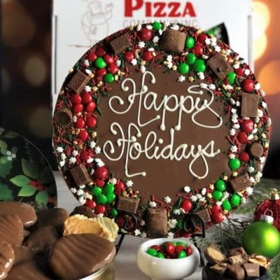 happy holidays chocolate pizza avalanche milk