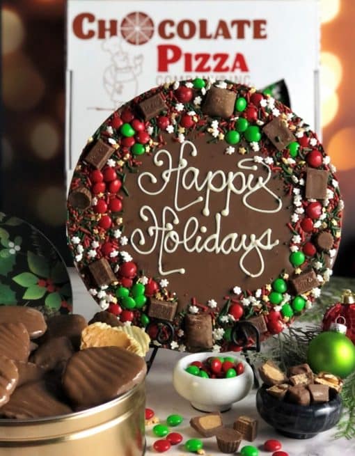 happy holidays chocolate pizza avalanche milk