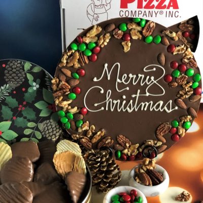 holidays chocolate pizza holly berry border