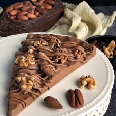 sugar-free chocolate pizza slices with pecans almonds walnuts