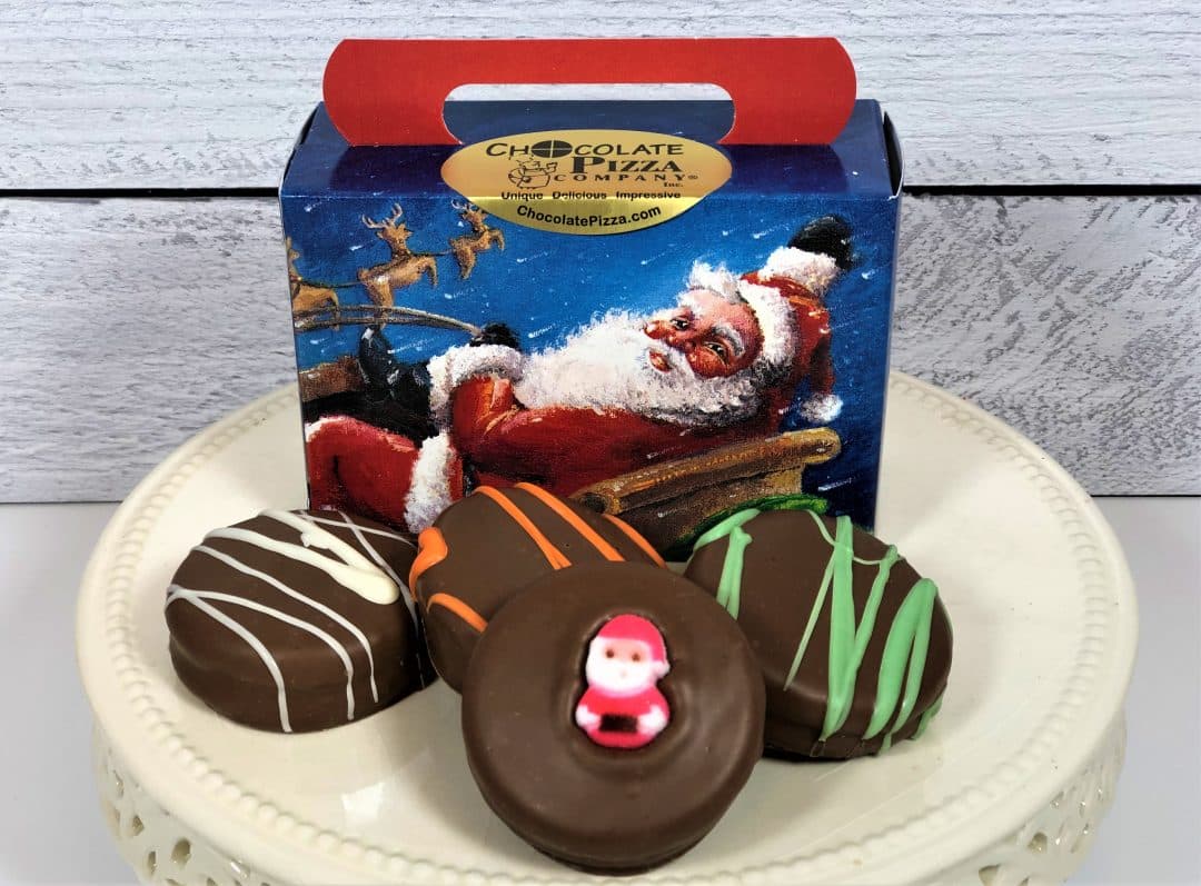 Assorted Chocolate-Covered Cookies in Santa Tote Bag
