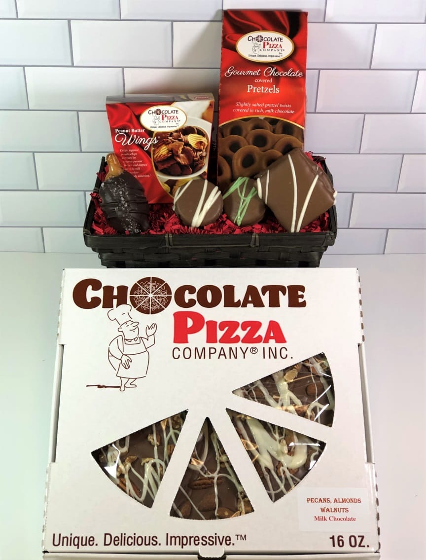 Pizza Gift Basket Chocolate Pizza & Gourmet Chocolate Treats
