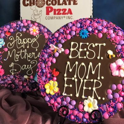 mothers day gift chocolate pizza on plate