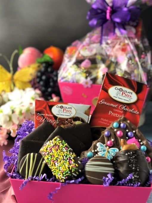 gift basket for mom with chocolate treats