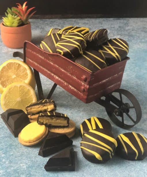 dark chocolate covered lemon Oreo cookies