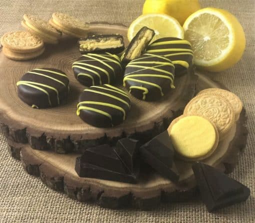 lemon OREO cookies in dark chocolate