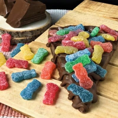 sour candies on Chocolate Pizza slice