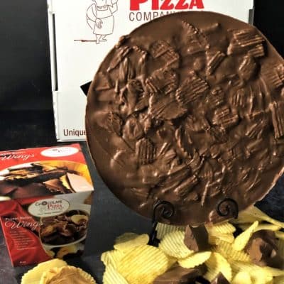 chocolate pizza and pb wings combo with chocolate covered chips