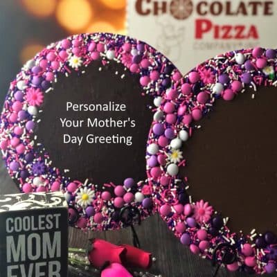 personalized Mother's Day gift chocolate pizza in milk or dark chocolate