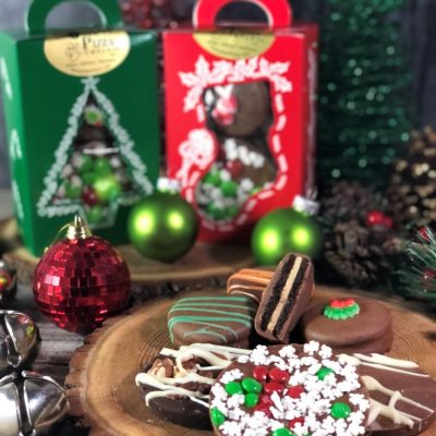 stocking stuffer chocolate treats in a window tote box