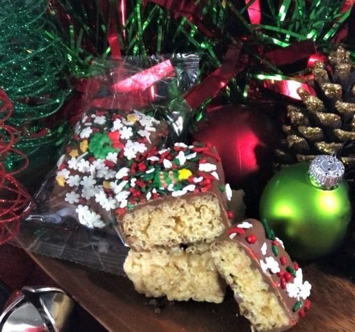 rice crispy square in holiday decorations