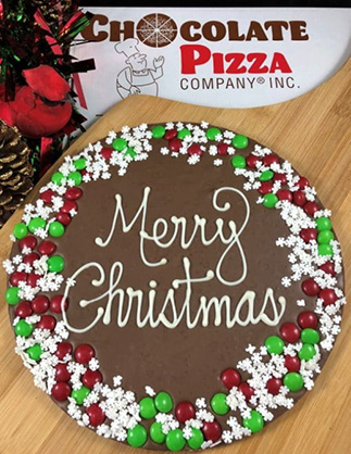 Merry Christmas chocolate pizza design