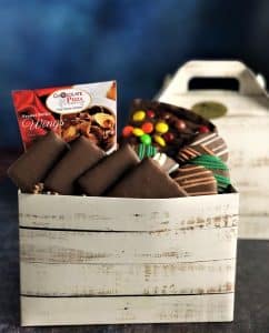 chocolate treats in a tote box