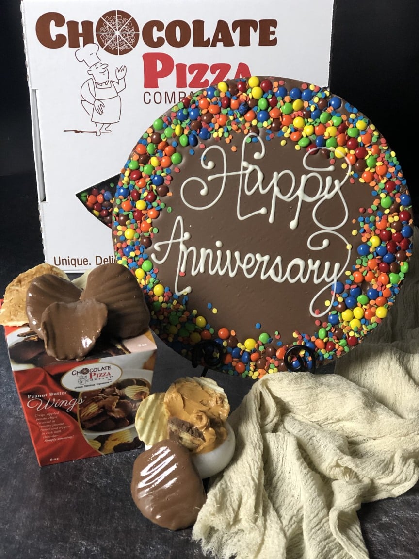 Happy Anniversary Gift - Chocolate Pizza and Wings Dessert Combo