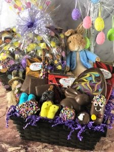 Easter basket filled with chocolate candies