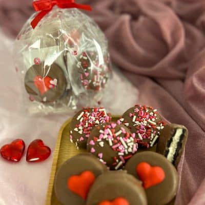 Valentines cookies in cello bag