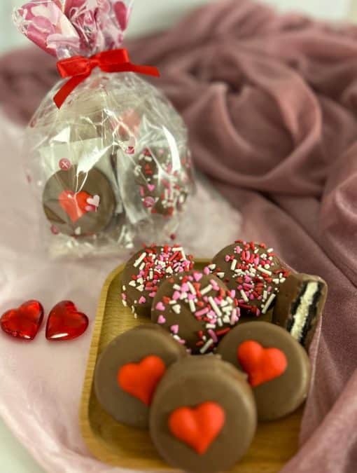 Valentines cookies in cello bag