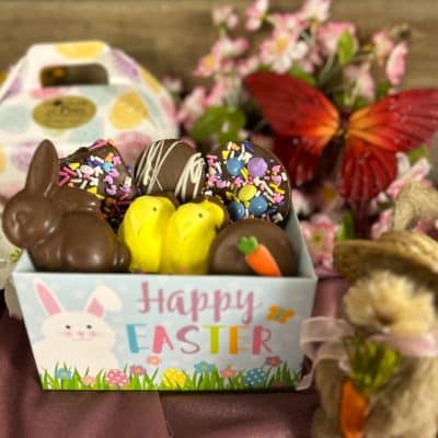 Spring has Sprung gift tote with chocolates